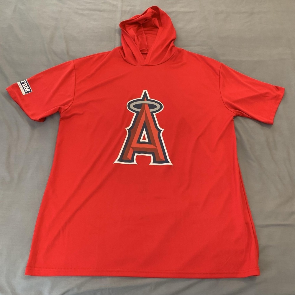 Los Angeles Angels Shirt Mens XL Red MLB Baseball Hooded Tee Sixth Man